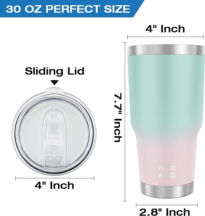 WETOWETO 30oz Tumbler, Stainless Steel Vacuum Insulated Water Coffee Tumbler Cup - Image 3