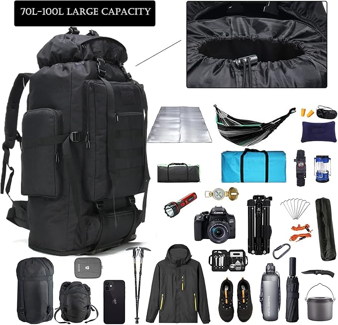 Hiking Backpack for Men 70L/100L Camping Backpack Military Rucksack Molle 3 - Image 3