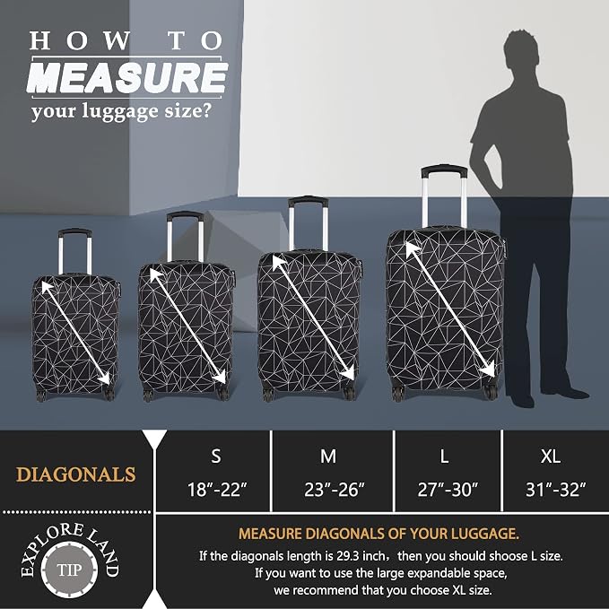 Explore Land Travel Luggage Cover Suitcase Protector Fits 18-22 Inch Case - Image 5