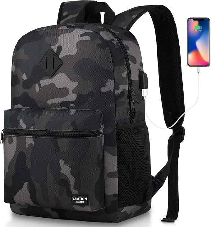 School Backpack, Classic Bookbag Men and Teen Boy Schoolbag by YAMTIONBAGS