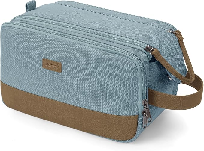 WANDF Toiletry Bag for Men Travel Toiletry Organizer Canvas and Leather Dopp by WANDF