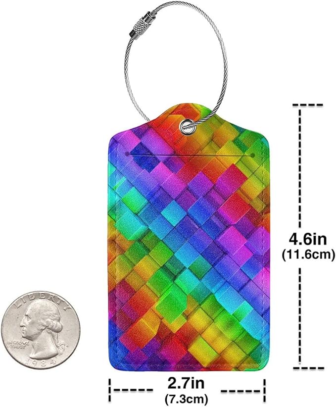 2 Pcs Colorful Geometric Luggage Tags - Image 5