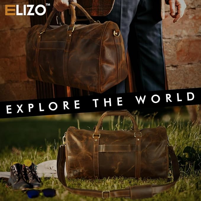 ELIZO Personalized Leather Duffle Bag - Image 4