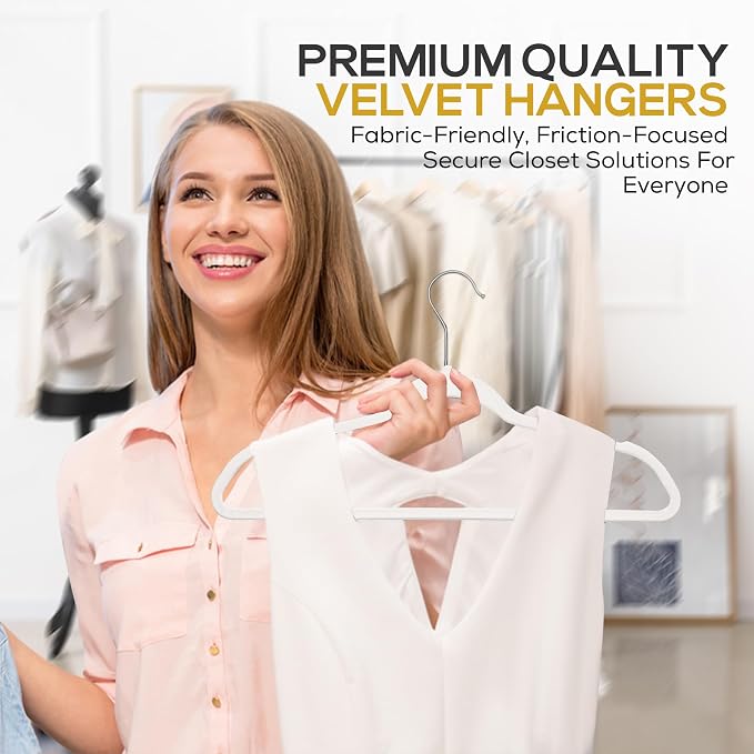 Premium Velvet Hangers 50 Pack Ultra Thin Non Slip Adult Felt Space Saving Slim - Image 5