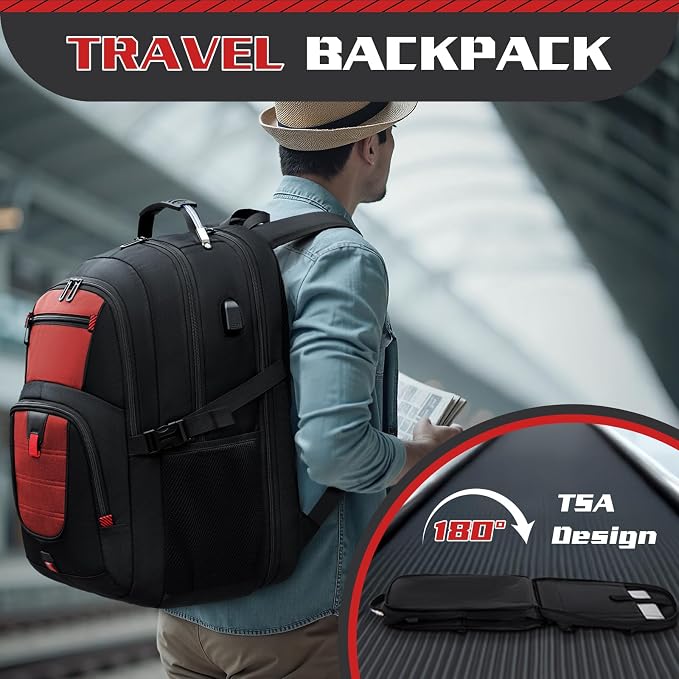 Large Travel Backpack, 50L Laptop Backpack - Image 5