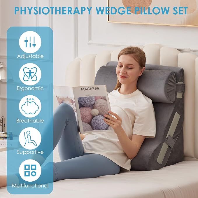 3PCS Bed Wedge Pillow for Headboard, Adjustable Wedge Pillow for Sleep Apnea - Image 7