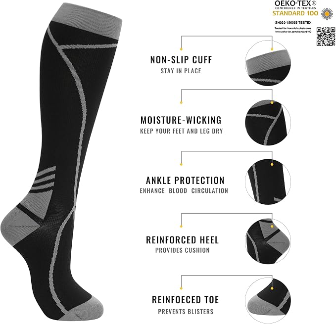 Compression Socks for Women Men Circulation Knee High 8 Pairs for Nurses - Image 2