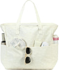 LEDAOU Large Beach Tote Bag Women Waterproof Sandproof Zipper Beach Tote Bag by LEDAOU