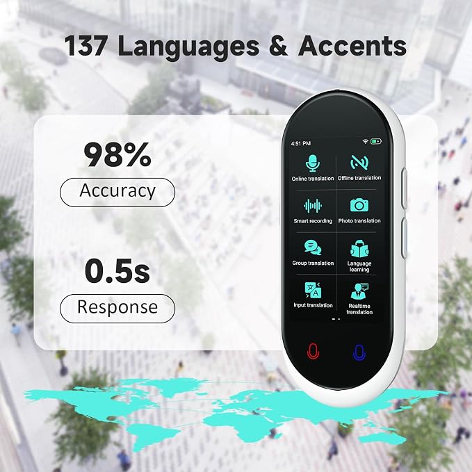 Language Translator Device, Portable Translator No WiFi Needed, Offline Voice - Image 3