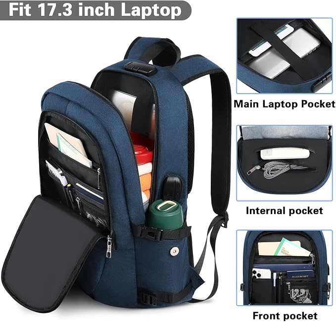 AMBOR 15.6-17.3 Inch Laptop Backpack, Anti Theft Business Travel Backpack - Image 3