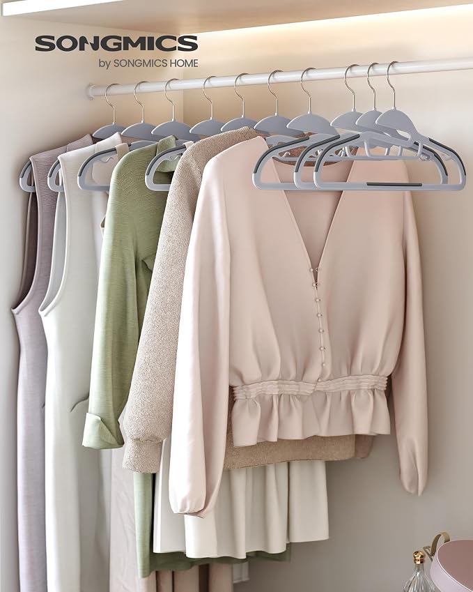 SONGMICS 30 Pack Coat Hangers, Heavy-Duty Plastic Suit Hangers, S-Shaped Opening - Image 2