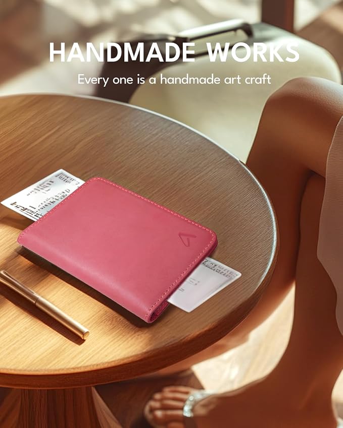 ALLIVE Passport Holder for Travel Women Men, Genuine Leather Passport Cover - Image 4