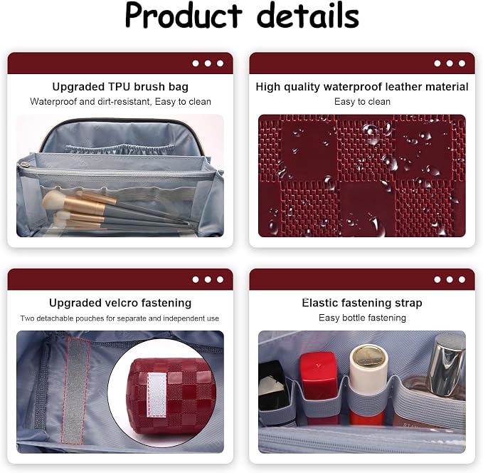 Travel Makeup Bag Organizer Cosmetic Bag: 3 Pcs Set Make up Bags - Image 4