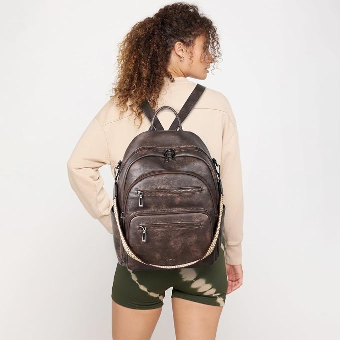 Backpack Purse for Women Laptop Backpack, Leather Travel Backpack Shoulder Bag - Image 2
