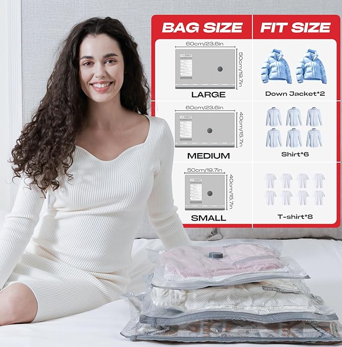 Vacuum Seal Bags for Clothing, 18 Pack Travel Vacuum Storage Bags - Image 5