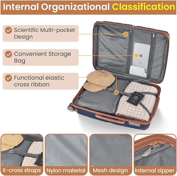 4-Piece Luggage Set with Double Spinner Wheels, Expandable Hardside Suitcases - Image 7