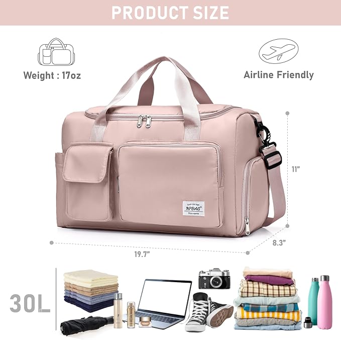 NPBAG Women Travel Duffel, Gym Workout Overnight Bag, Mommy Hospital Bag - Image 3