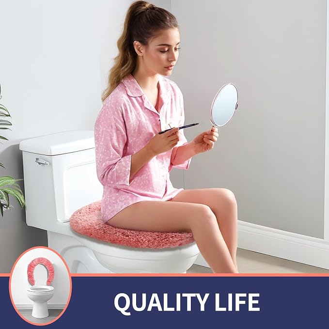 Microfiber Elongated Toilet Seat Cover 19.5"x 15" Machine Washable Solid Toilet - Image 6
