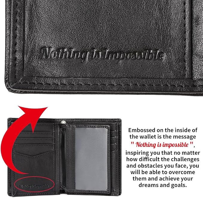 Holder for AirTag Men's Wallet Genuine Leather Purse RFID Blocking Bifold - Image 6