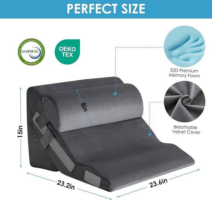 3PCS Bed Wedge Pillow for Headboard, Adjustable Wedge Pillow for Sleep Apnea - Image 3