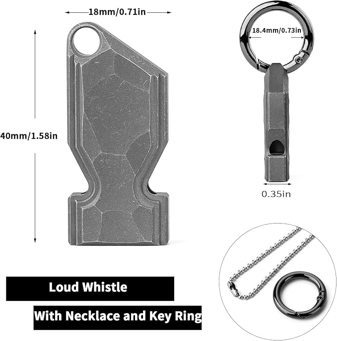 TISUR Titanium Emergency Whistle, EDC Safety Whistles Necklace Loud up to 120db - Image 4