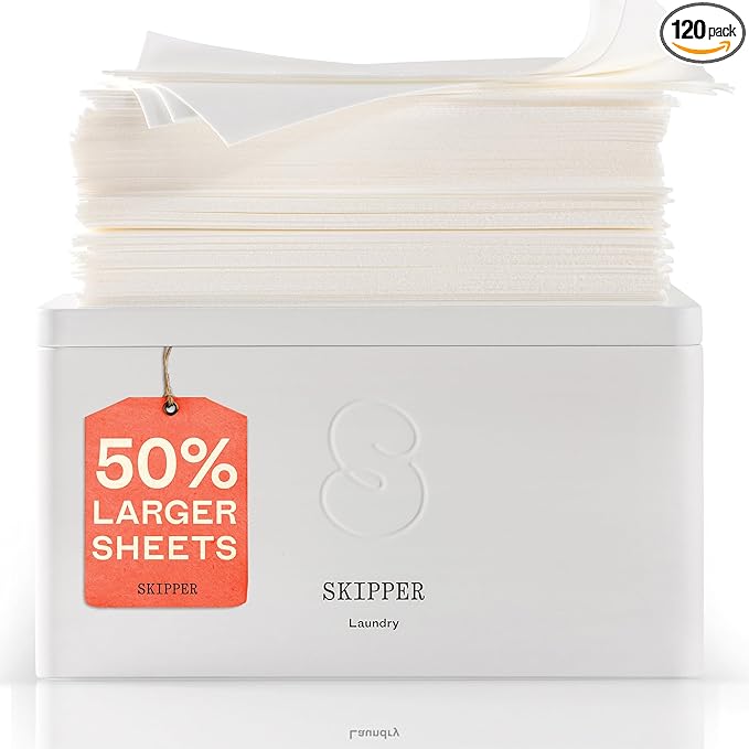 Skipper 50% LARGER Laundry Detergent Sheets Starter Kit + Storage Tin by SkipperbyTirtyl