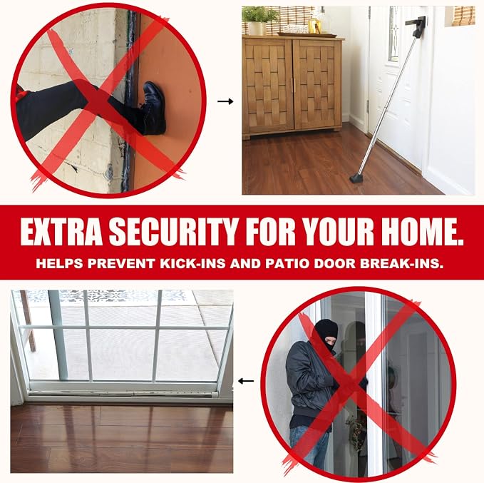 Door Security Bar, SECURITYMAN 2 in 1 Adjustable Door Stoppers Security Bar & - Image 7