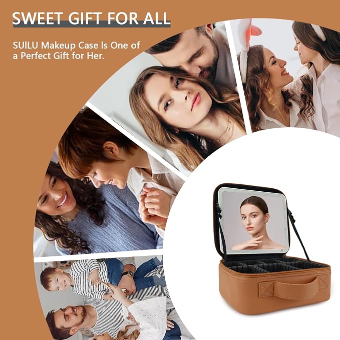 Makeup Bag with Led Mirror, Travel Makeup Organizer with 3 Color Setting - Image 6