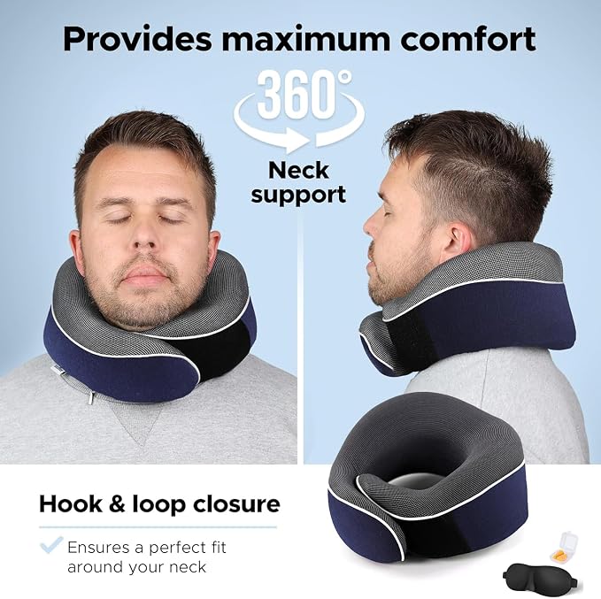Travel Neck Pillow, Best Memory Foam Airplane Pillow - Image 5