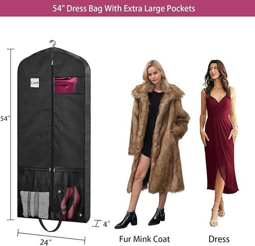 54" Garment Bags for Travel, 2 Pack Dress Bag for Hanging Clothes Storage - Image 2
