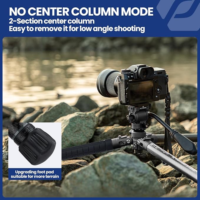 Fotopro Carbon Fiber Travel Tripod 2.2lbs Ultralight 64 Inch Portable Compact - Image 6