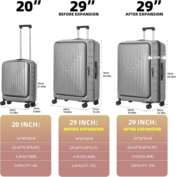 2 Pieces 20/29 Luggage Sets, 20 Inch Cabin Luggage - Image 2