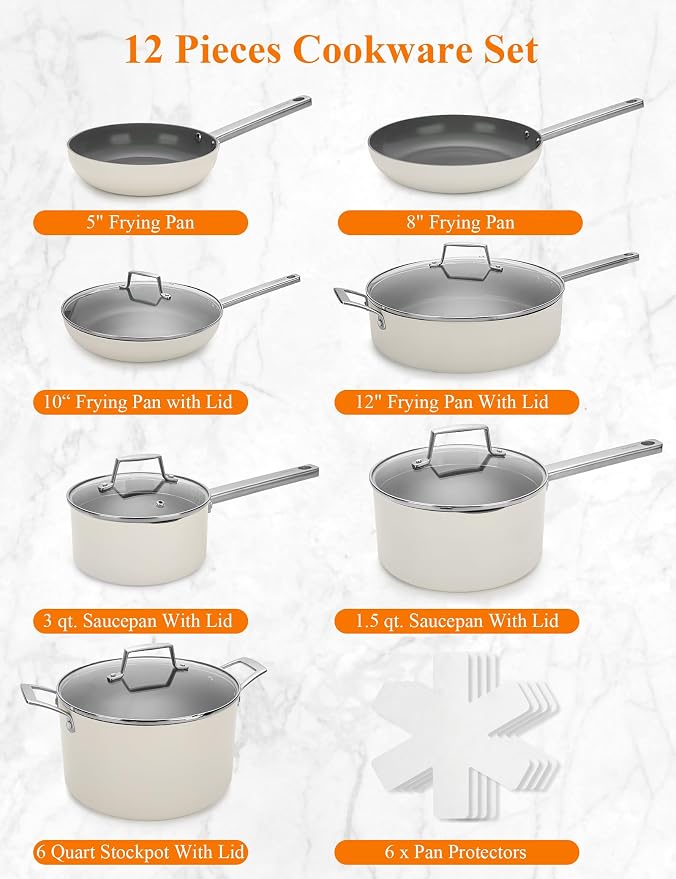 ChefRobot Nonstick Ceramic Cookware Set Healthy Pots And Pans Set Induction - Image 2
