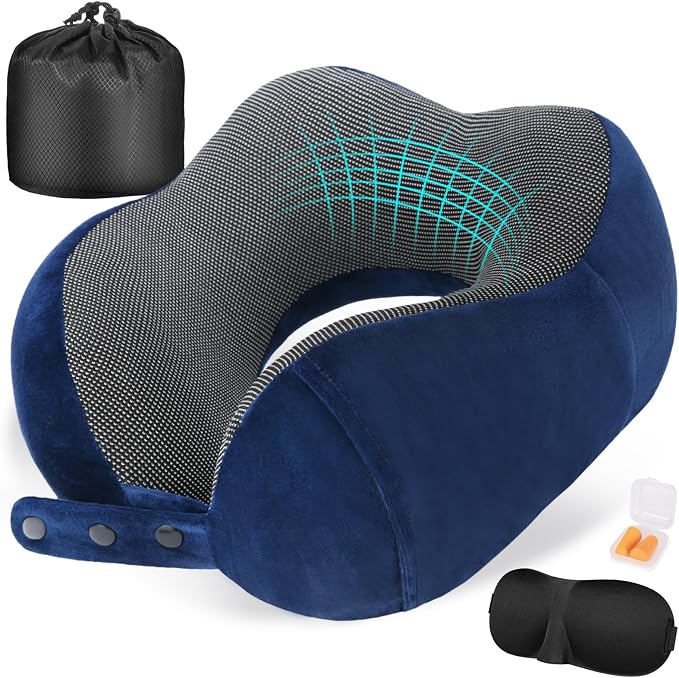 Neck Pillow for Traveling, Travel Pillows for Airplanes, 100% Pure Memory Foam by CIRORLD