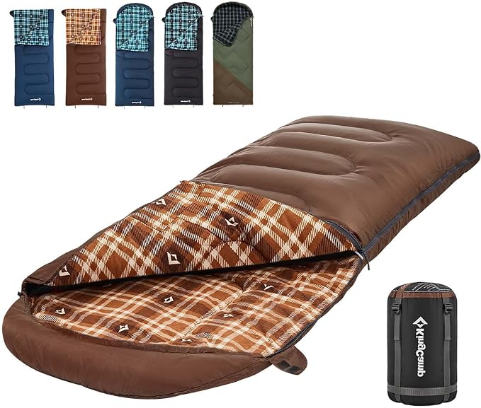 KingCamp Sleeping Bag for Adults, Cold Weather & Warm XL Big and Tall Flannel by KingCamp