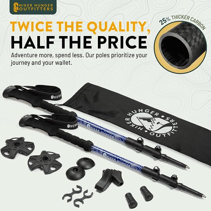 100% Carbon Fiber Trekking Poles by USA Brand - Image 2