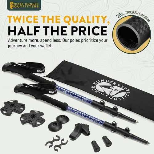 100% Carbon Fiber Trekking Poles by USA Brand - Image 2