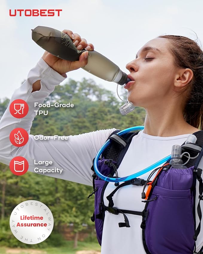 UTOBEST 500ml Soft Flask, 2 Pack Flexible TPU Hydration Water Bottle, - Image 5