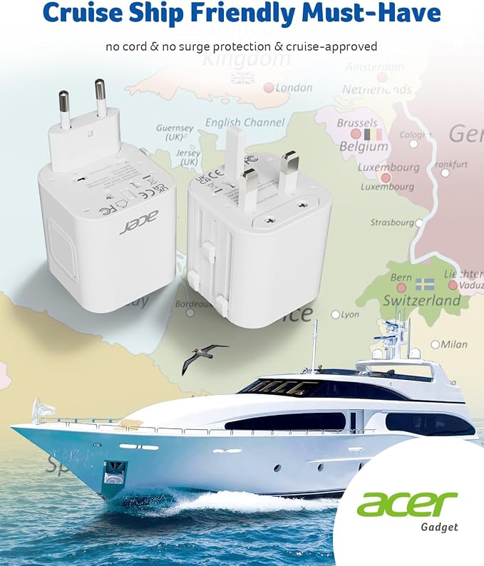 Acer US to Europe Plug Adapter, Universal Travel Adapter, International Power - Image 5