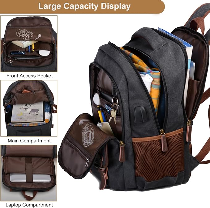 Mactso Canvas Travel Laptop Backpack - Image 3