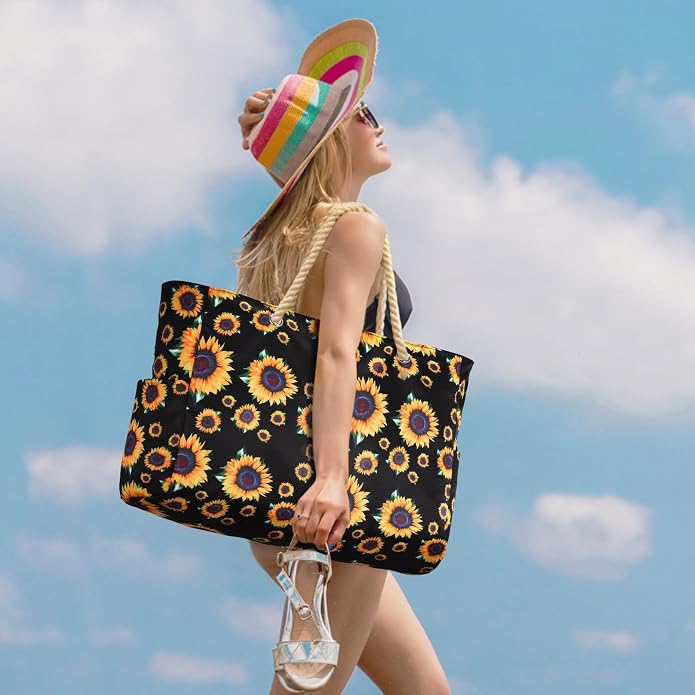 Becokan Beach Bag Large Beach Tote Bag - Image 5