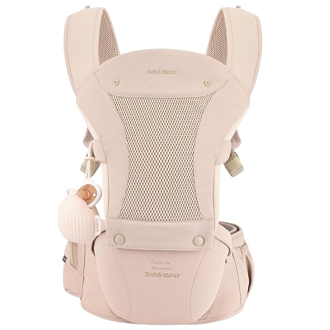 Bebamour Baby Carrier with Hip Seat, All-Position Breathable Mesh Hip Seat & by Bebamour