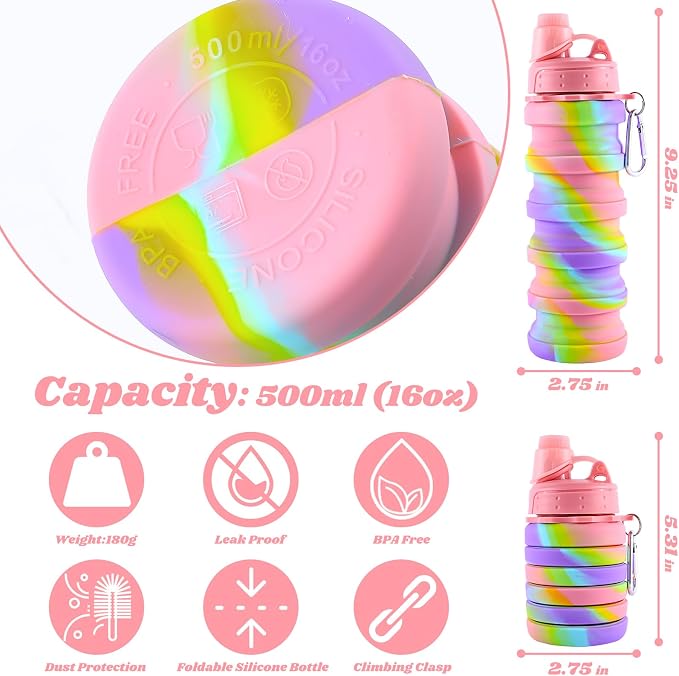 Collapsible Water Bottle for Adults, Reusable Silicone Foldable Water Bottles - Image 3