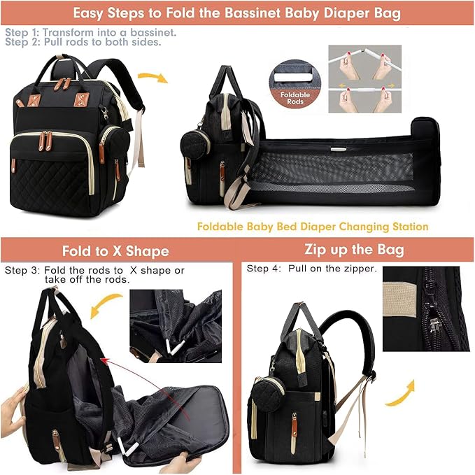 Diaper Bag with Changing Station, Waterproof 3 in 1 Baby Diaper Backpack with - Image 7
