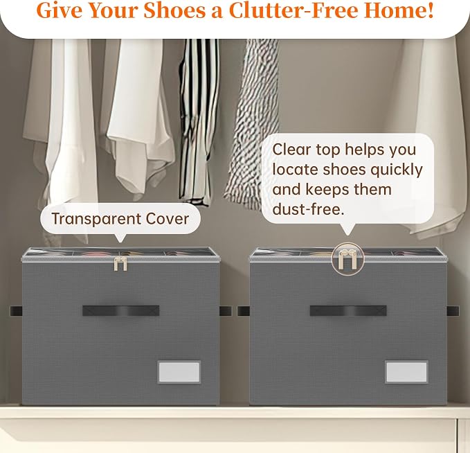 Shoe Organizer for Closet, Foldable Shoe Storage Containers, Fits up to 16 Pairs - Image 6