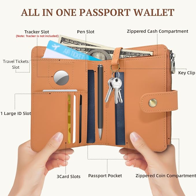 Full Grain Leather Passport Wallet, RFID Blocking Passport Holder - Image 3