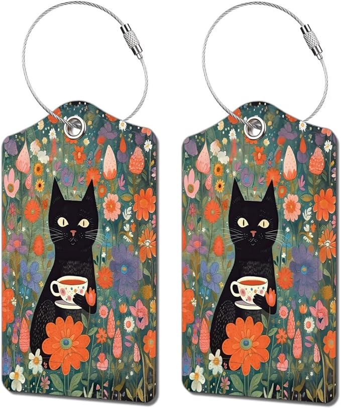 2 Pack Luggage Tag for Suitcase, Cute Unique Leather Bag Tags Identifiers by BestEioyo