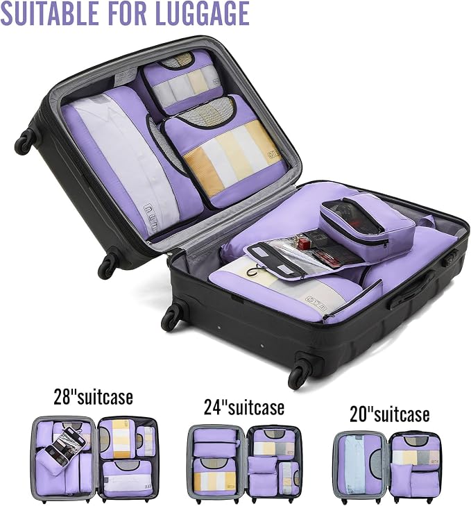 Veken 8 Set Packing Cubes for Travel Essentials, Suitcase Organizer Bags in 4 - Image 6