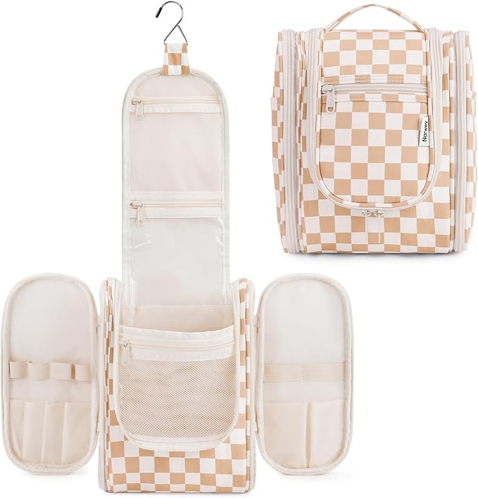 Narwey Small Checkered Hanging Travel Toiletry Bag by Narwey