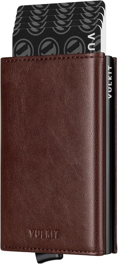 VULKIT Pop up Card Wallet Minimalist Cash Wallets RFID Blocking Leather Smart by VULKIT